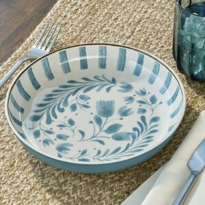 Better Homes and Garden Melamine Dinner Bowls 2-pc Blue White Floral Stripes